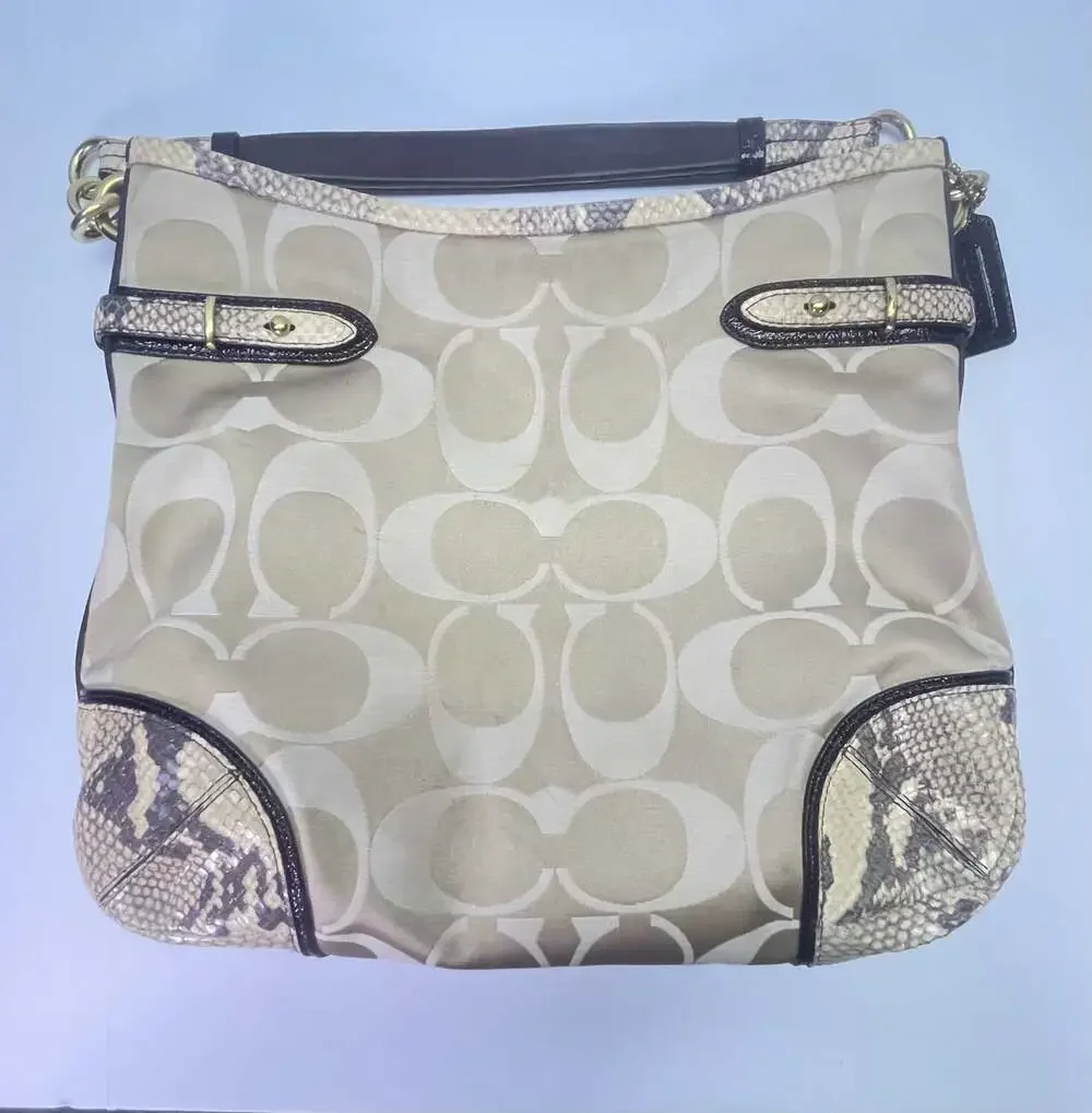 Coach Signature‎ C Hobo Bag with Snakeskin Trim 16408